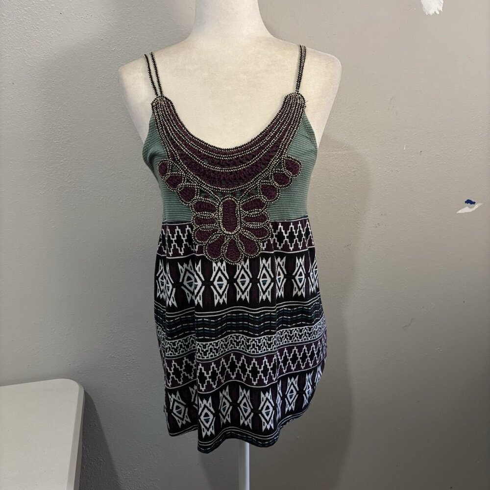 Xhilaration Crochet Babydoll Y2k Spaghetti Strap Blouse Women Medium Mix Media